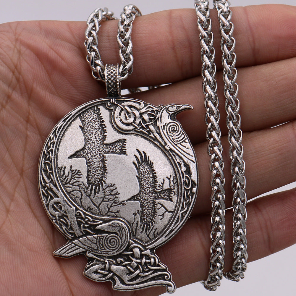 Alloy Pendant Viking Celtic Raven Necklace