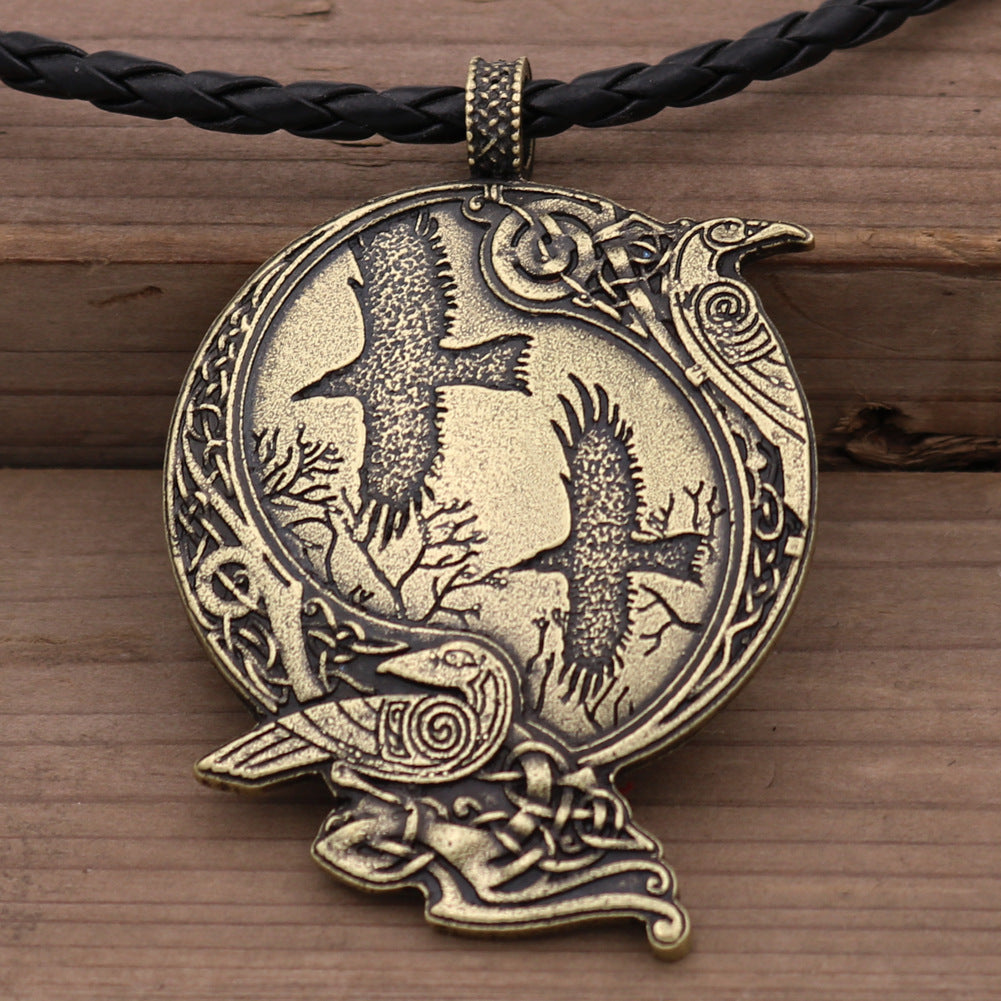 Alloy Pendant Viking Celtic Raven Necklace