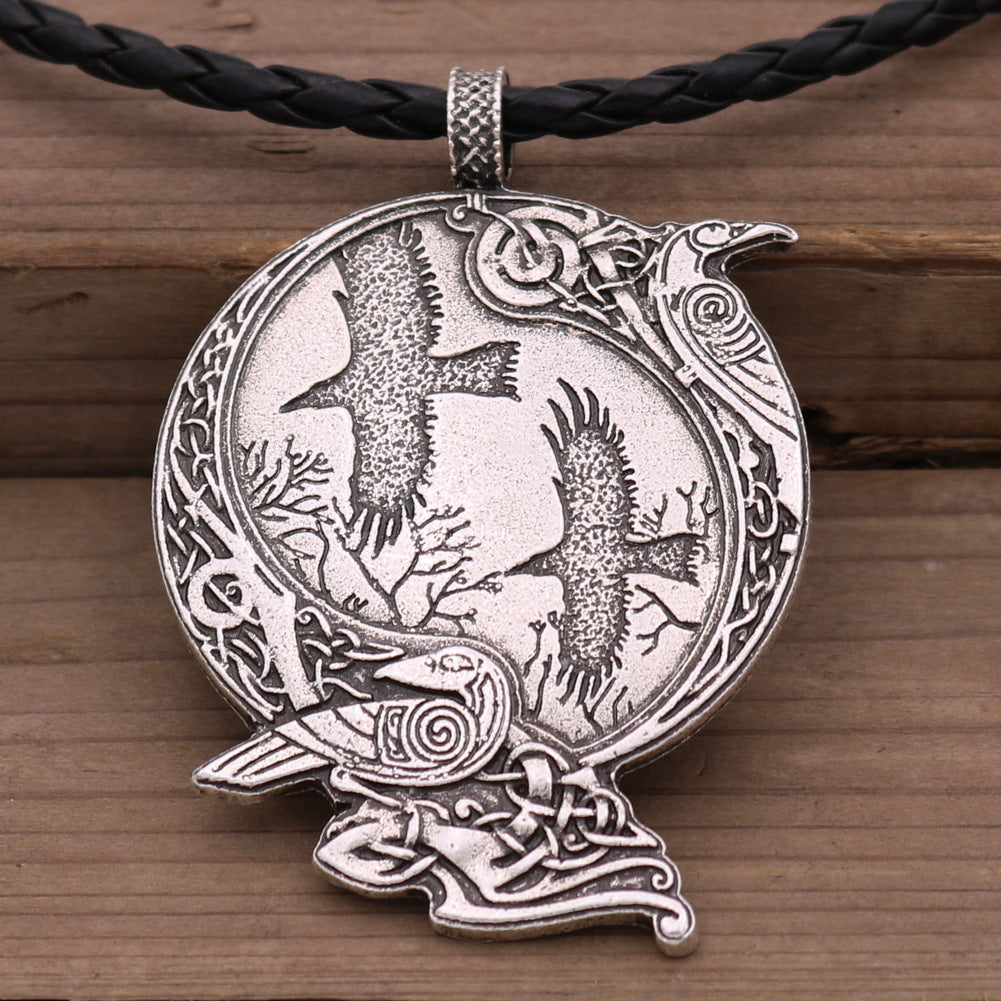 Alloy Pendant Viking Celtic Raven Necklace