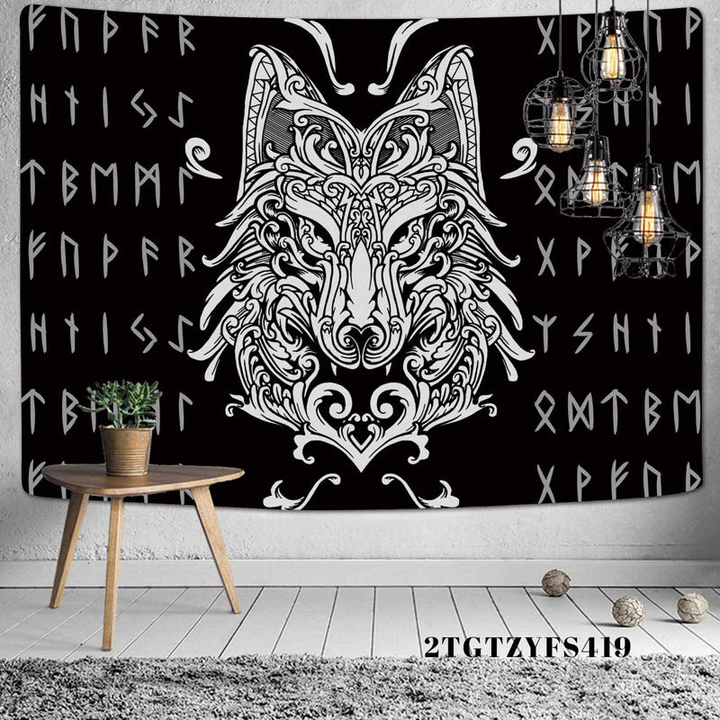 Simsant Viking Raven Tapestry Mysterious Viking Meditation Psychedelic