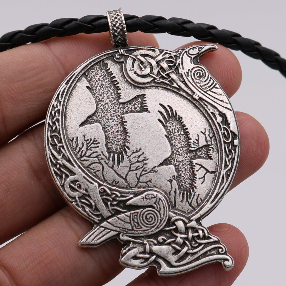 Viking Celtic Raven Alloy Pendant Necklace